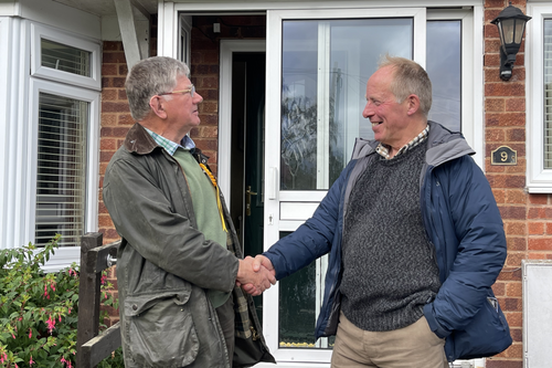 Chris Naylor congratulates Colin Taylor