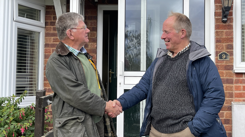 Chris Naylor congratulates Colin Taylor